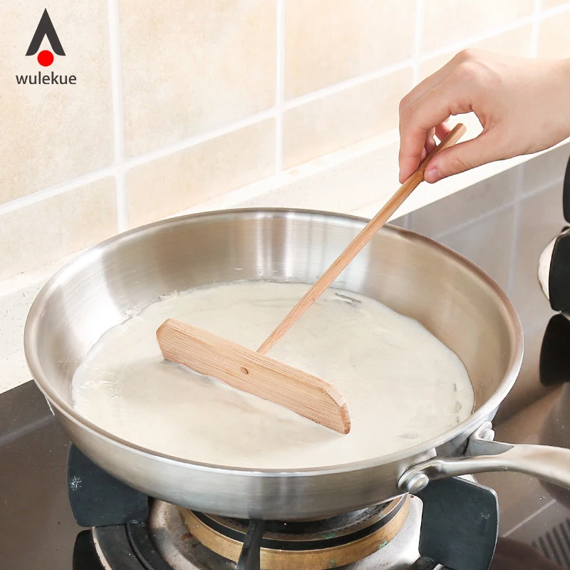 

Wulekue DIY Wooden T Shape Pancake Tool Egg Cake Stick Heat Crepe Maker Kitchen Cooking Tools Accessories Home Gadgets