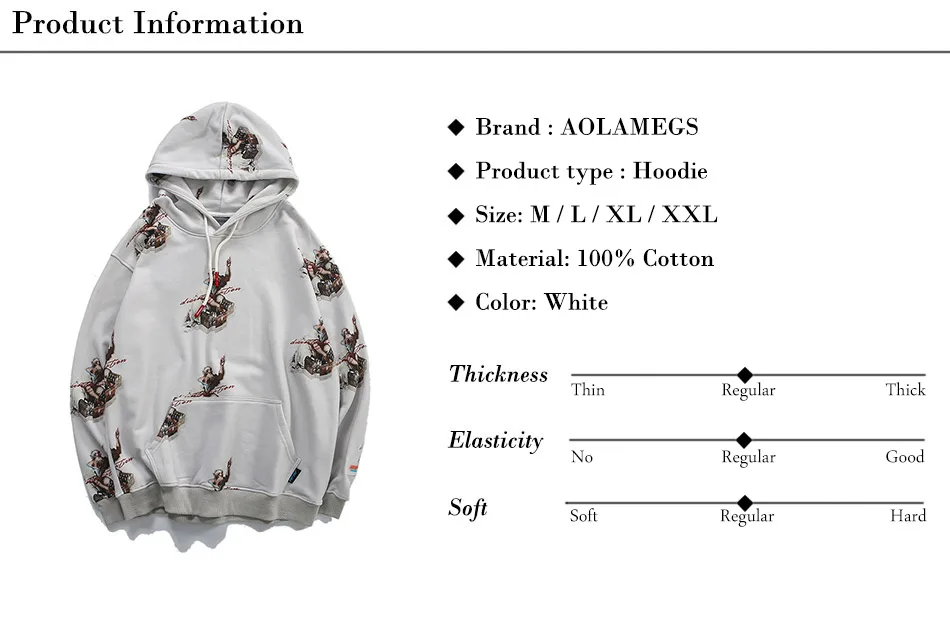 Aolamegs Hoodies Men Painting Printed Hooded Pullover Sweatshirt Men High Street Fashion College Style Streetwear Casual Hoodie