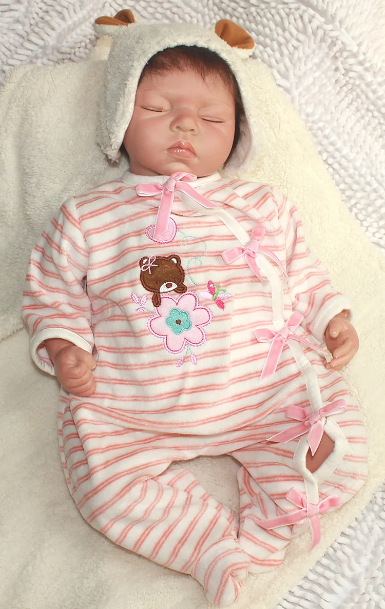 

Free shipping 55cm high Ultra - simulation Handmade Sleeping Vinyl Bonecas Bebe Reborn Baby Doll Chirdren Gift Free Shipping