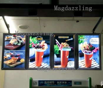 

Restaurant Take Away Ultra Slim Aluminum Snap Frame LED Illuminated Menu Light Box A2 Size for Menu /Pizza Artwork