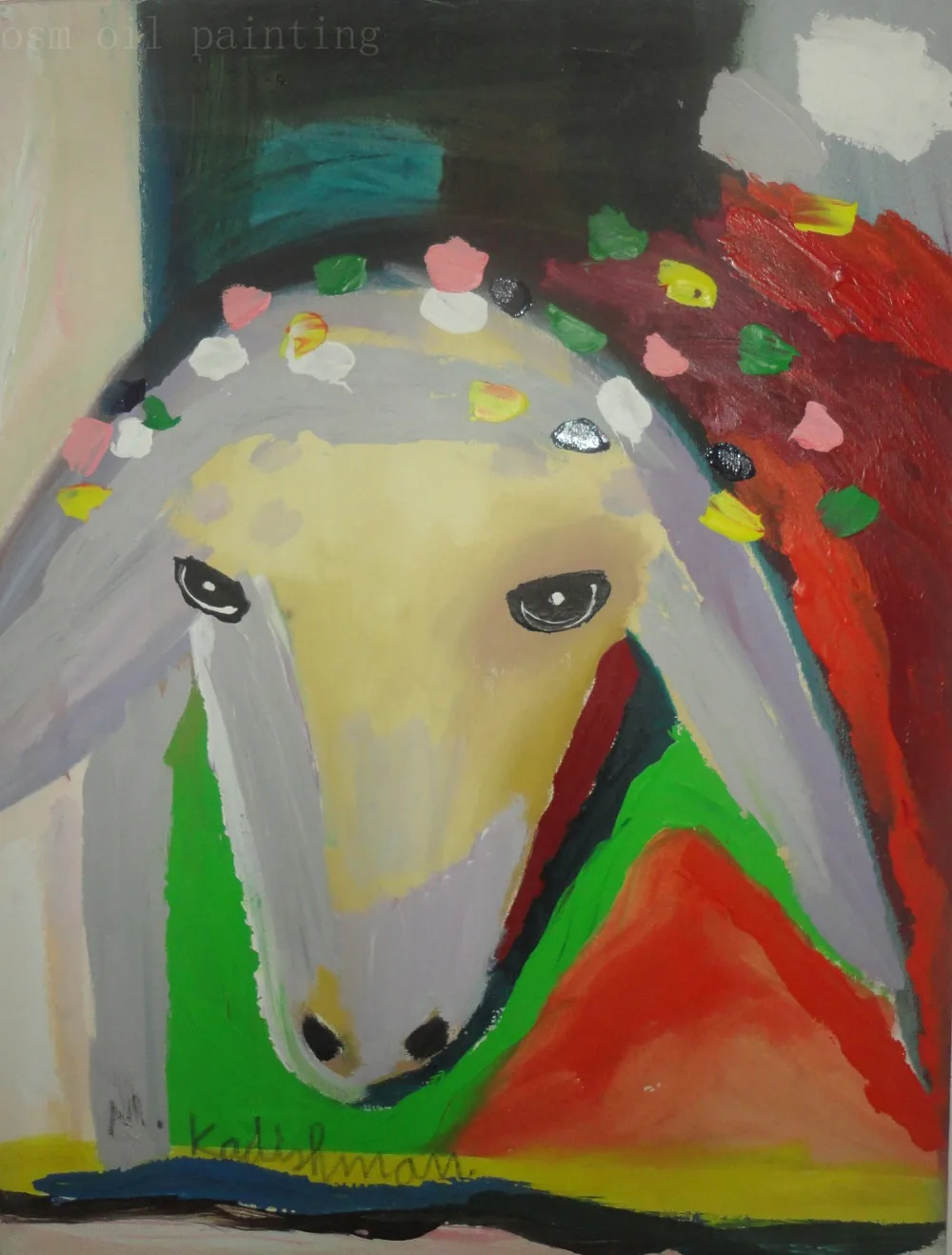 

Hand Painted Top Artist Reproductions High Quality Colorful Palette Knife Sheep Mouton Oil Painting Menashe Kadishman Artwork