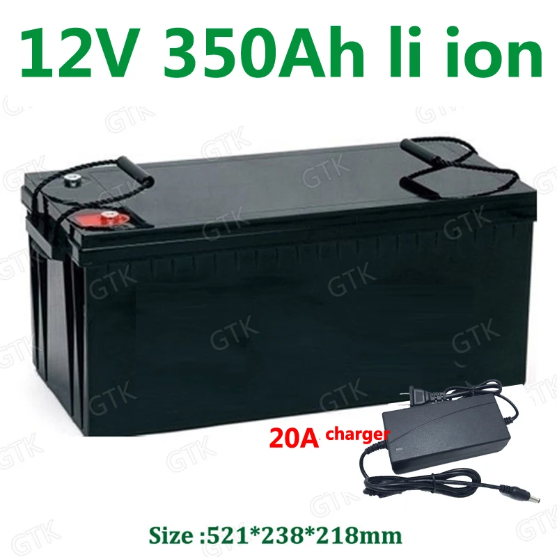 

Waterproof 12V 350AH lithium ion battery BMS 3S for 1200W inverter Solar energy golf cart UPS backup power + 20A Charger
