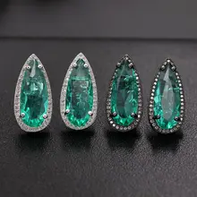 Серьги-гвоздики в форме капель воды с натуральным камнем и кристаллами, вечерние серьги, модные ювелирные изделия для женщин, подарок