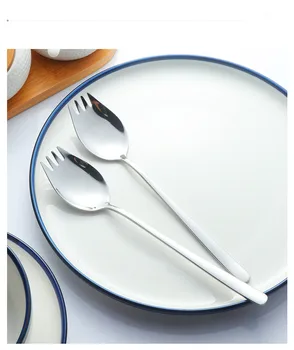 

1PC Stainless Steel 2 in 1 Sporks Creative Spoon Fork Utensils Combo Spaghetti Salad Dessert Fruit Heavy Duty Flatware PA 004