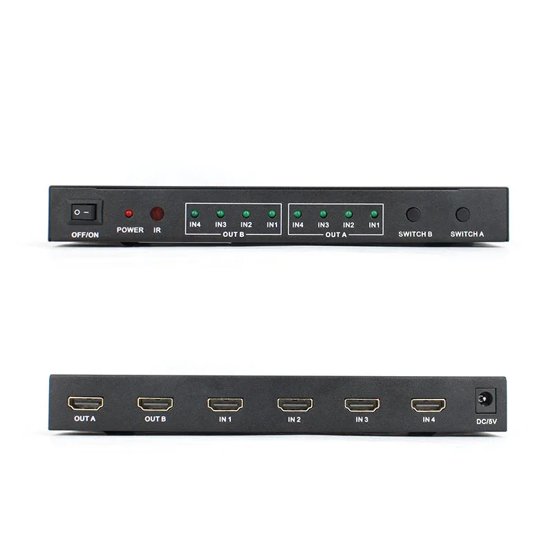 HD hdmi Сплиттер 4 в 2 выхода, матричное устройство, HDMI конвертер, с дистанционным управлением аудио выход