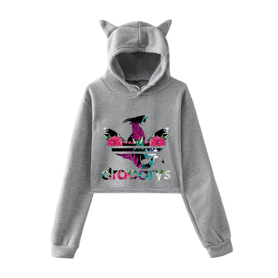 Kpop Game Of Thrones Dracarys Women Hoodie Crop Top Cat Ear Hooded Sweatshirt Harajuku Winter Women Hoodies Exposed Pullovers Kpop Game Of Thrones Dracarys Women Hoodie Crop Top Cat Ear Hooded Sweatshirt Harajuku Winter Women Hoodies Exposed Pullovers