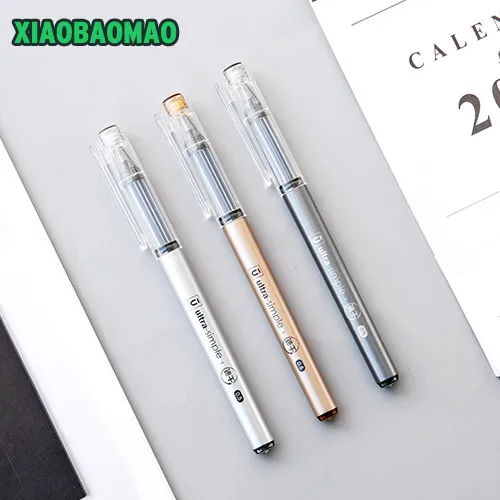 

0.5mm simple gel pen needle full black neutral pen Rose gold high-quality quick-drying pen school office supplies