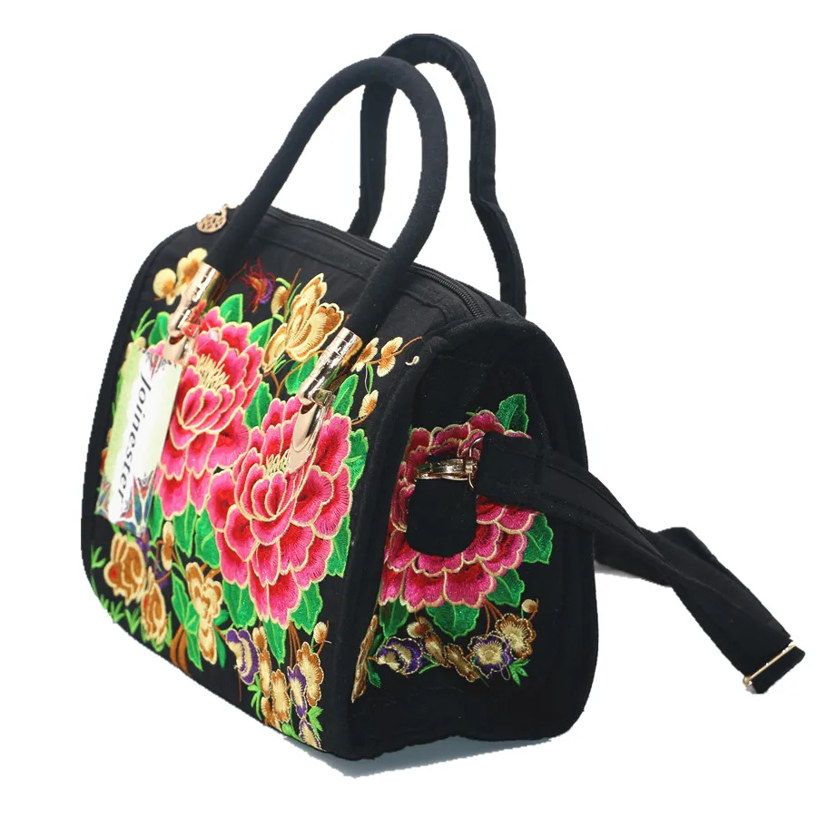 Crossbody bag women shoulder bag women messenger bag Women's Canvas Handbags Casual Shoulder Bag Floral Embroidered Ethnic Bag Vintage Messenger Ladies Crossbody