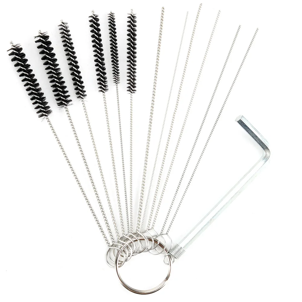 Carburetor Carbon Dirt Jet Cleaner 6 Cleaning Needles + 6 Brushes Tool