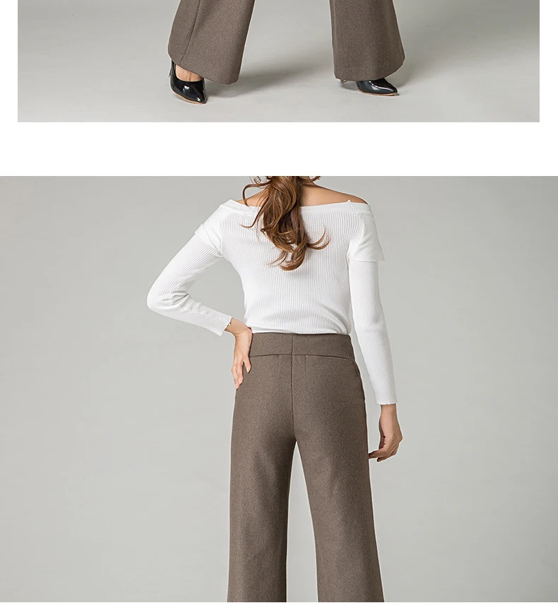 Женские шерстяные толстые теплые прямые расклешенные брюки для зимы плюс большой размер широкие брюки женские повседневные свободные брюки S до 9XL