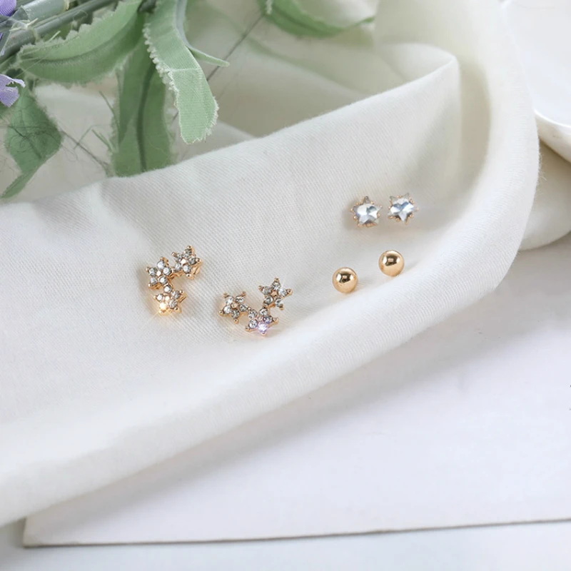 

New Fashion Jewelry Punk Luxury Brand Simple And Versatile Three-piece Star Earrings Oorbellen Gothic Earrings For Women