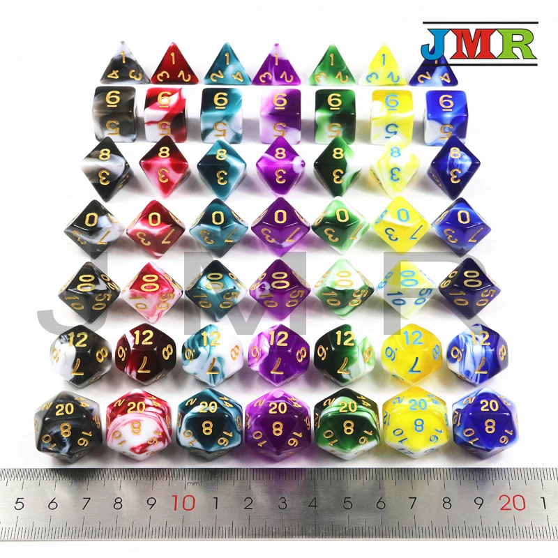 Best Price 7 Sets of Transparent Mix Opaque Color Polyhedron Rpg Dnd Gaming Dice with A High Quality Portable Bag for Game|Кубики| |