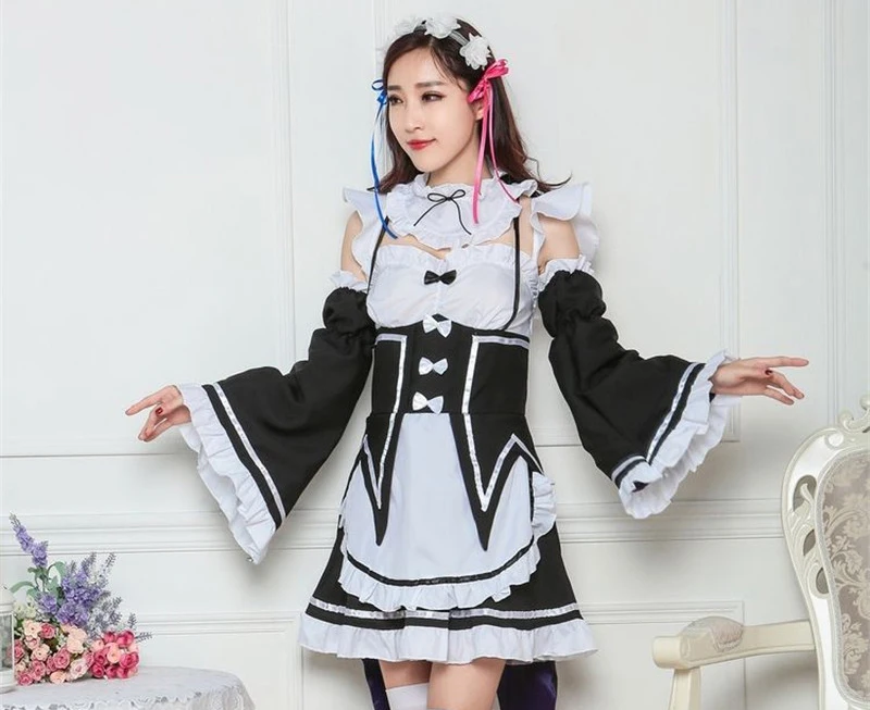 Rem Ram Maid Cosplay Costumes Re:Zero kara Hajimeru Isekai Seikatsu Kawaii cos dresses Re Life In a Different World Anime Maid