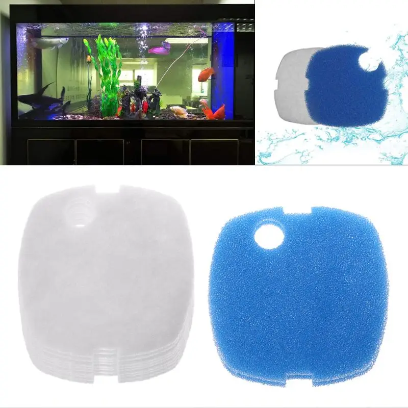10pcs Aquarium Filter Pads for SUNSUN HW-302/505A Canister Filter Cask White+Blue Sponge Pads aquarium filter pads