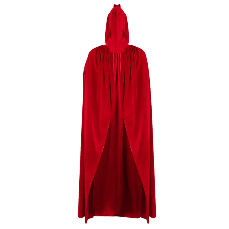 Крутой бархатный плащ ведьмы на Хэллоуин, красный плащ с капюшоном для взрослых, свадебные вечерние платья