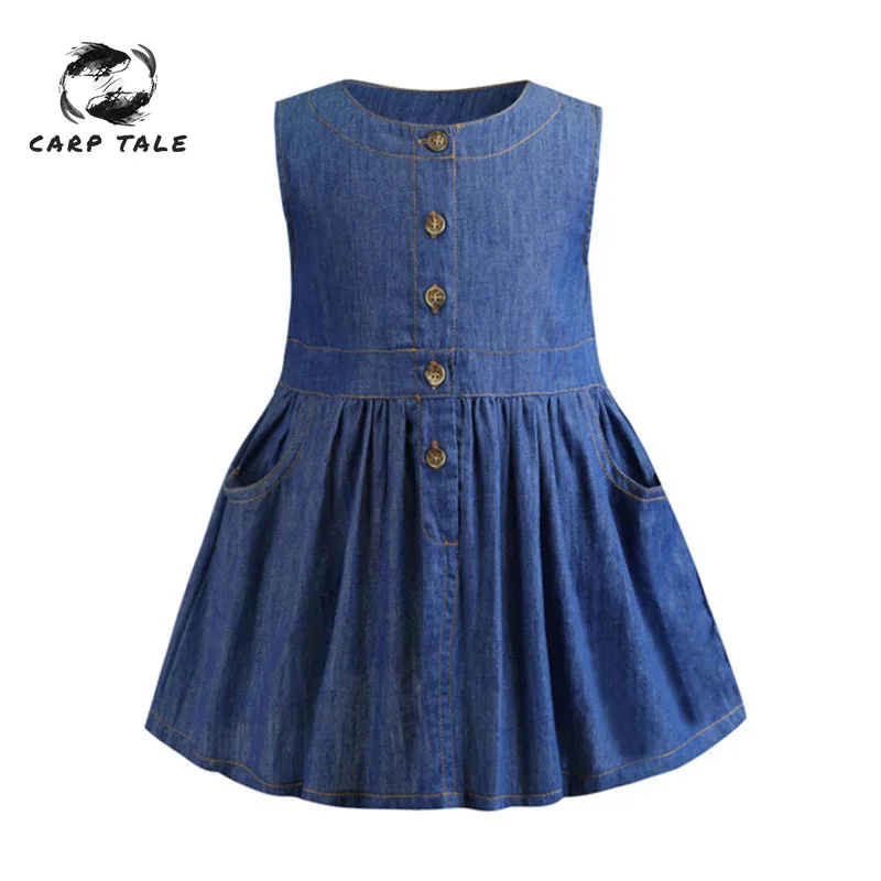 

2019 spring and summer new denim women's dress vest cotton children's dress children's clothing girls wear little girl clothing