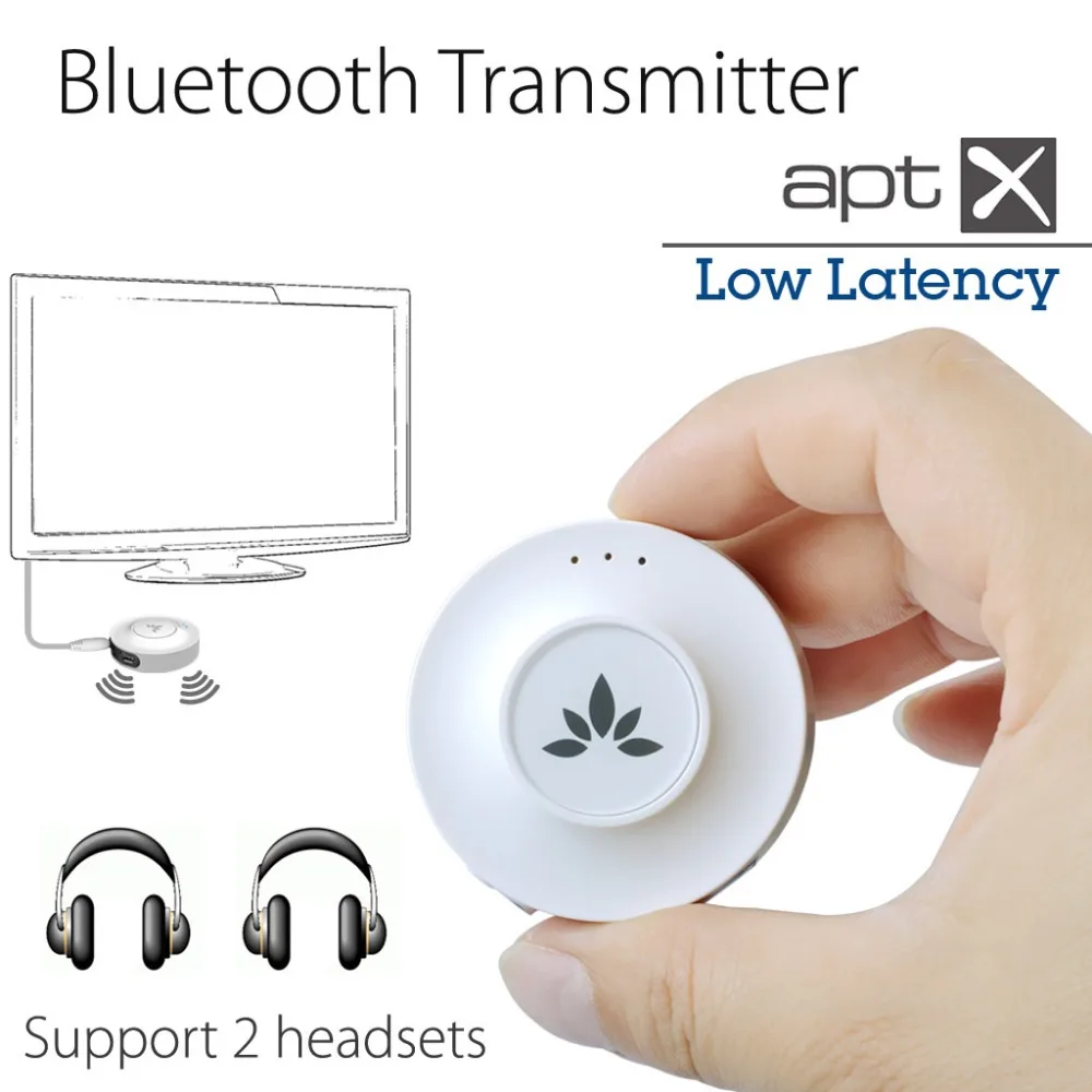 

Avantree Bluetooth Transmitter for TV, Dual Link for Two Headphones / Receivers, 3.5mm Wireless Audio Adapter with battery