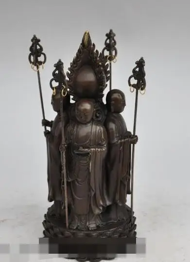

S01312 8"tibet buddhism bronze 4 Face xuanzang tangseng Buddhist monk buddha statue (B0328)