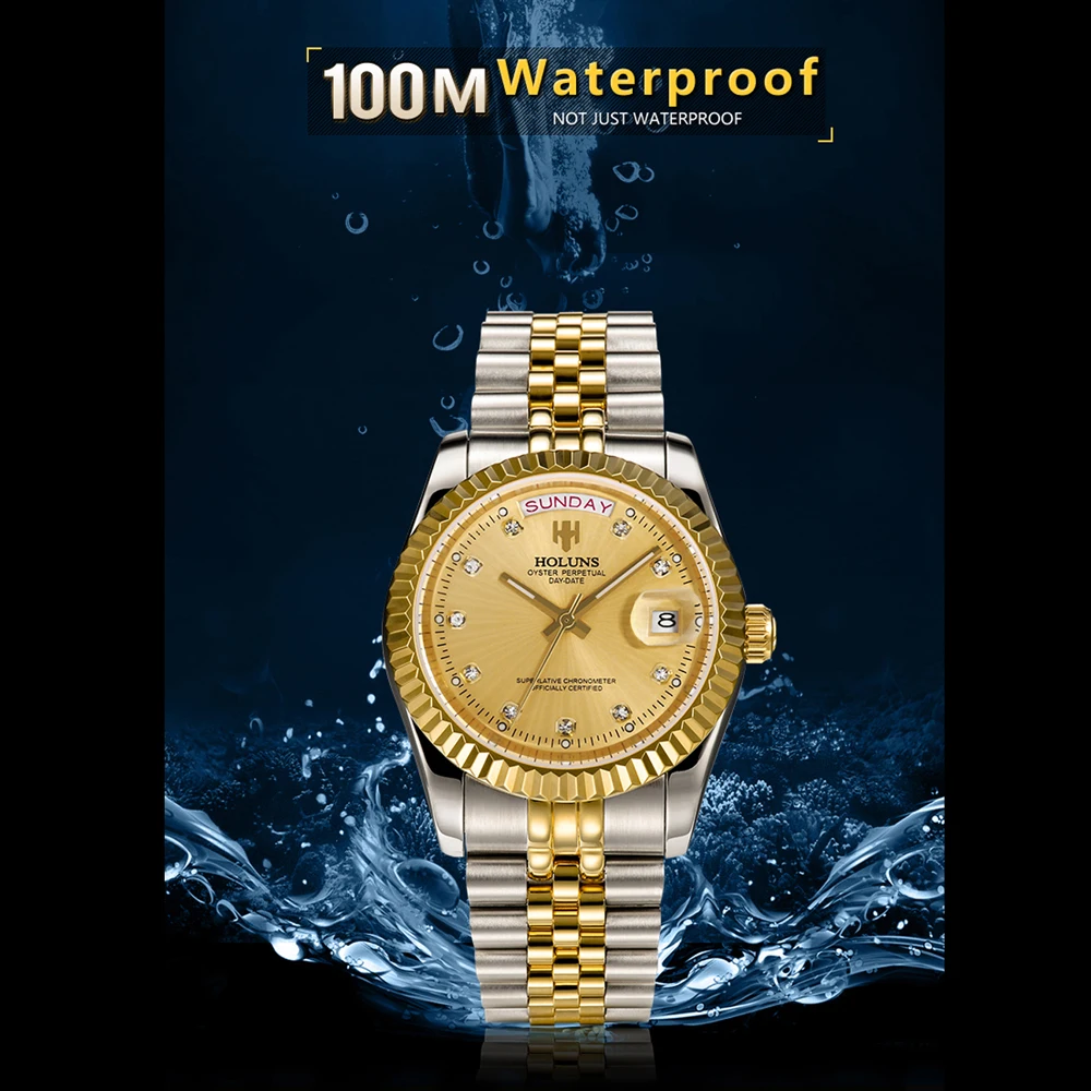 Мужские автоматические механические часы лучший бренд класса люкс золотые мужские наручные часы с бриллиантами водонепроницаемые Relogio Masculino нержавеющая сталь