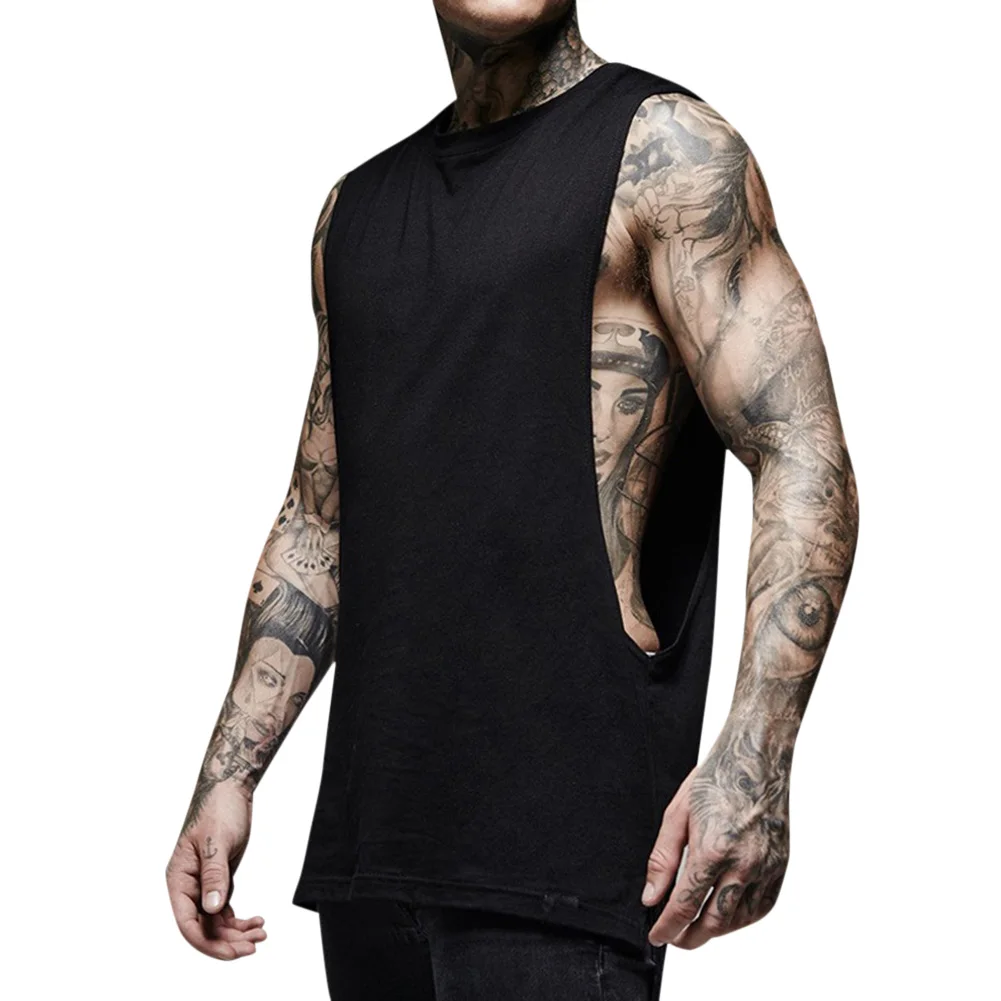 Hot Men Sports Vest Back Print Quick Dry Breathable Elastic Tank Top for Fitness MCK99 - Color: Black