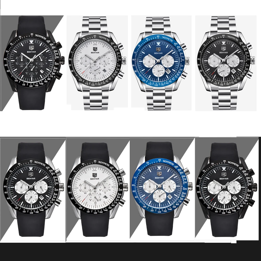 Водонепроницаемые кварцевые часы Montre Homme спортивные с хронографом в стиле