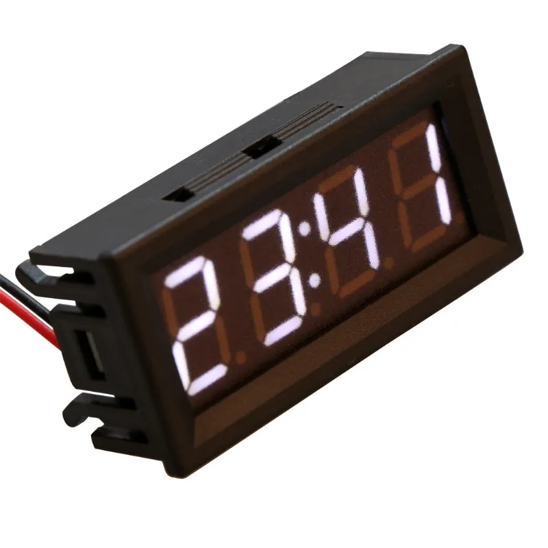 0,5" Цифровой вольтметр 5~ 60 в температурные часы DIY для автоматического использования с зеленым цветом, двойной температурой, 1,5 м+ 3 М - Цвет: Белый