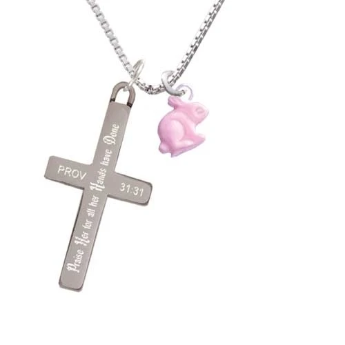 Mini Pink Bunny - Praise Her - Cross Necklace (1)