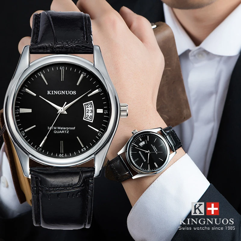 Relogio Masculino Kingnuos брендовые кожаные Наручные часы для мужчин Hodinky мужские Дата