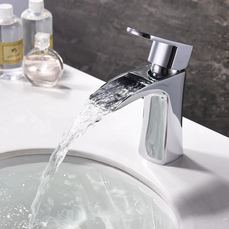 Bathroom Mixer Faucet Deck Mounted Hot and Cold Water Sink Tap Basin Faucets Brass Basin Taps Brass Chrome Bathroom Mixer Faucet Deck Mounted Hot and Cold Water Sink Tap Basin Faucets Brass Basin Taps Brass Chrome