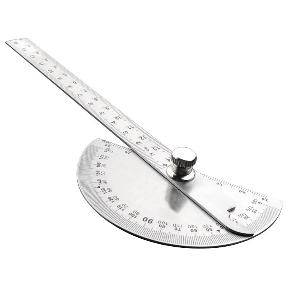 Stainless Steel Round Head 180° Rotating Protractor Angle Ruler Measuring Ruler