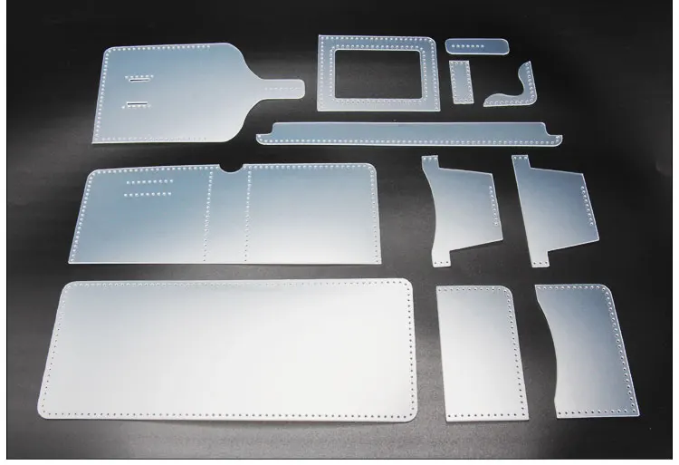 DIY women men A & B set combination design leather craft folded wallet pvc template sewing pattern set