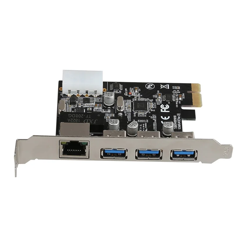 DIEWU PCI Express RJ45 сетевое соединение и 3 порта USB3.0 PCIe riser card по лучшей цене|Платы
