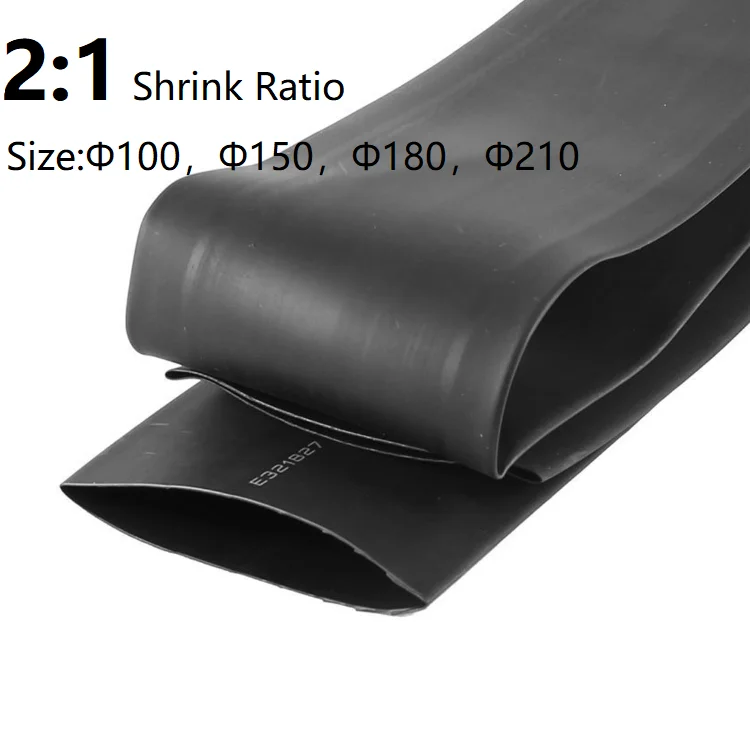 

Black 100mm 150mm 180mm 210mm Heat Shrinking Tube 2:1 Shrinkage Ratio Polyolefin Insulated Wrap Wire Kit Repair Cable Sleeve 1KV