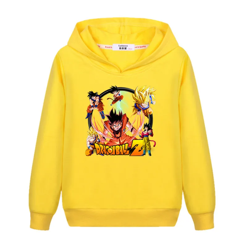 Мальчика осень зима Dragon Ball толстовки дети Гоку аниме одежда для девочек-подростков Длинные рукава хлопок Толстовка для детей Топ с рисунком из мультфильма - Цвет: yellow