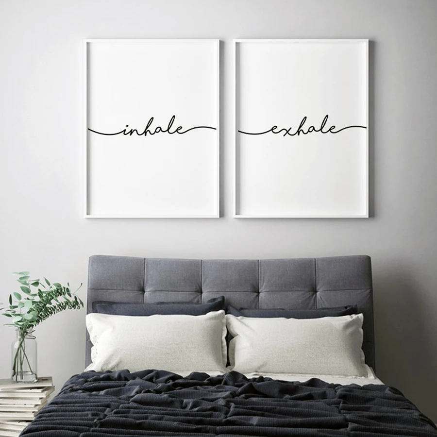 

Printable Canvas Painting Inhale Exhale Posters Nordic Minimalist Prints Modern Bedroom Living Room Wall Picture Pop Art Decor