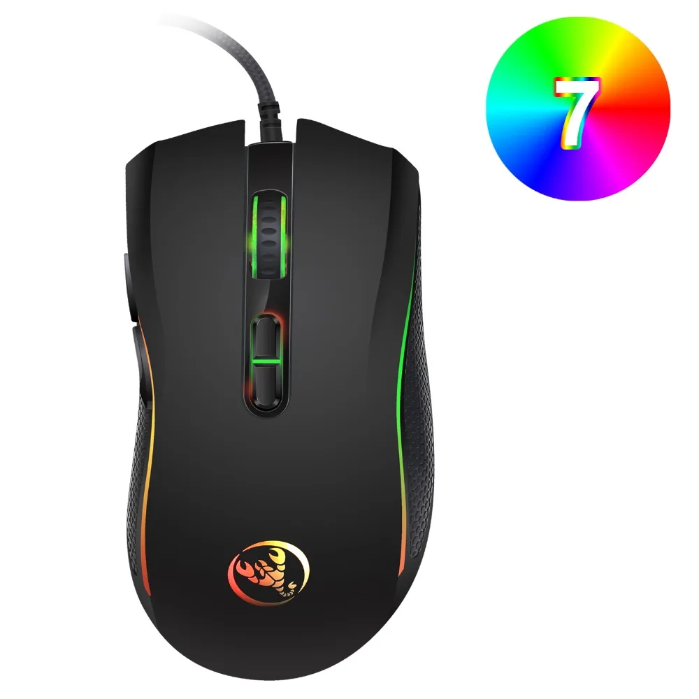 

HXSJ USB Wired Gaming Optical Mouse 3200DPI 7 Buttons 7 colors LED computer Gaming Mouse For Pro Gamer For LOL/PUBG