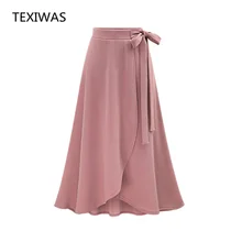 Texiwas весна-осень Высокая талия Нерегулярные юбка женская мода сплит вилка юбка Большие размеры S-6XL длинный отрезок дамы юбка