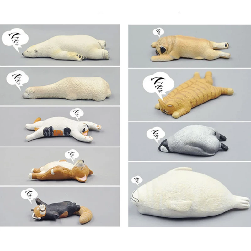 

Mini fugures Kawaii Japanese cat dog bear animal sleep dormant magnetic refrigerator pvc material model action figure toys