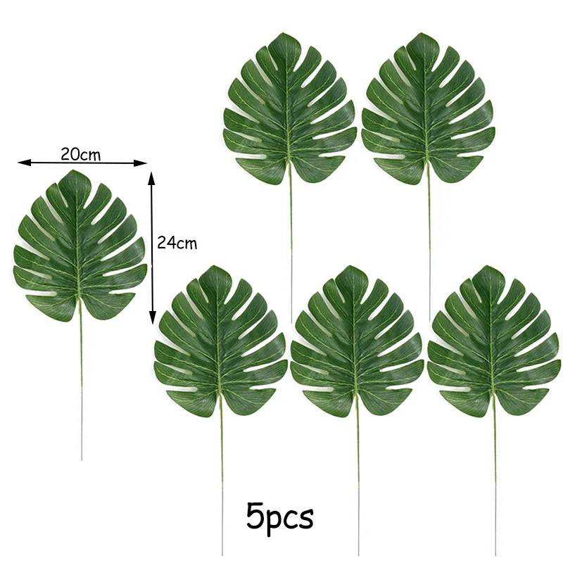 Artificial 5 шт. искусственные тропические Пальмовые Листья Гавайский лист моделирования Гавайи для Гавайской вечеринки украшения домашний садовый стол Декор - Цвет: Green 1