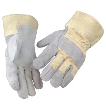 

1 pair electric welding gloves high temperature insulation safety wear-resistant fireproof line cowskin weld protector gloves
