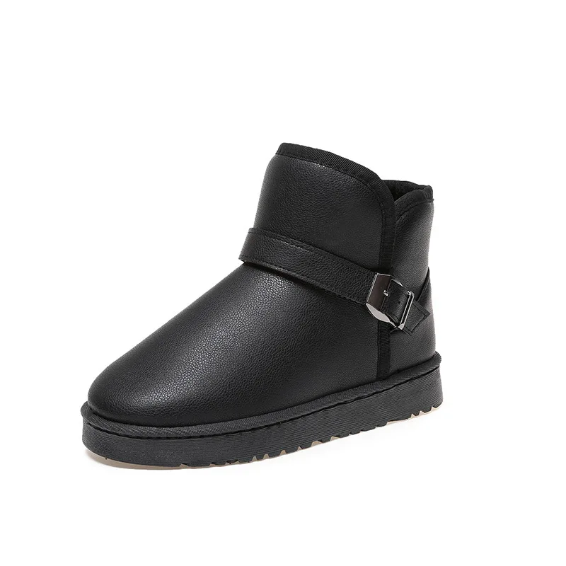 

2018 winter new women's boots Korean version of the round head flat bottom warm fashion ladies snow boots black ljj 1119