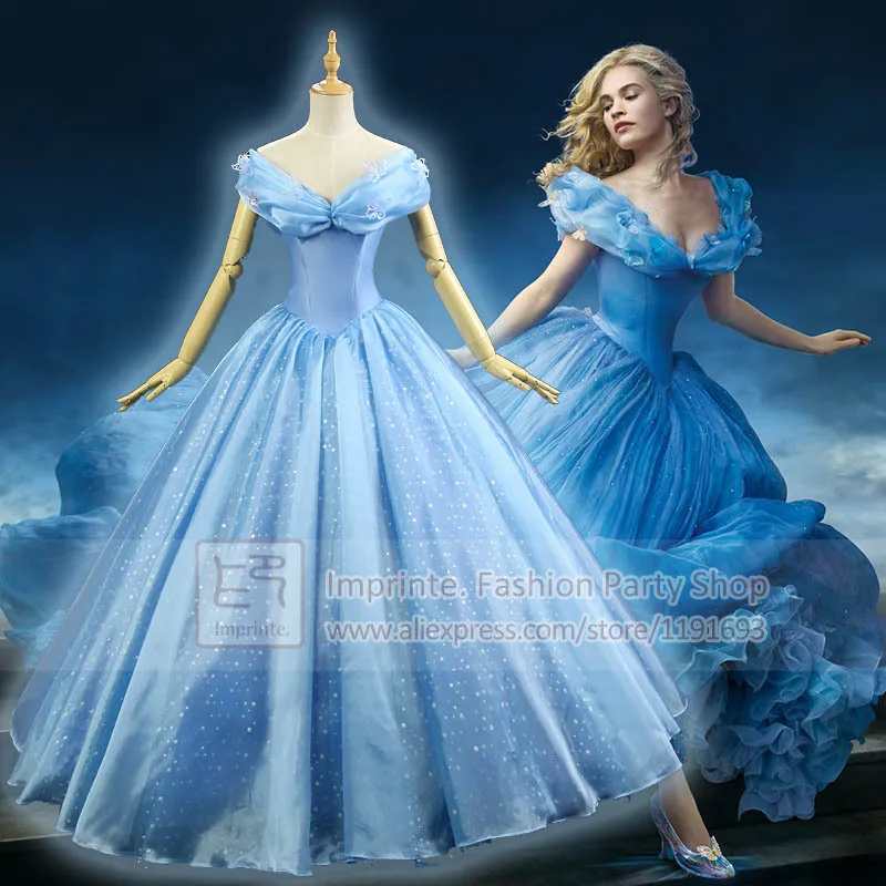 New 2015 Movie Adult Cinderella Costumes Deluxe Ball Gown