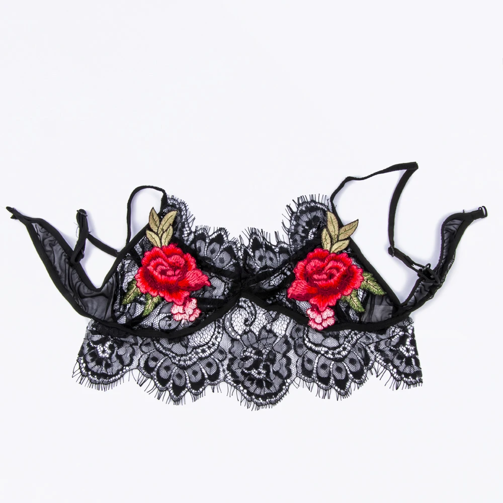 

1 Pcs Ladies Elegant Sexy New And High Quality Adjusted-straps Embroidery Flowers Lace Bra Transparent Elastic Bandage Tank Top