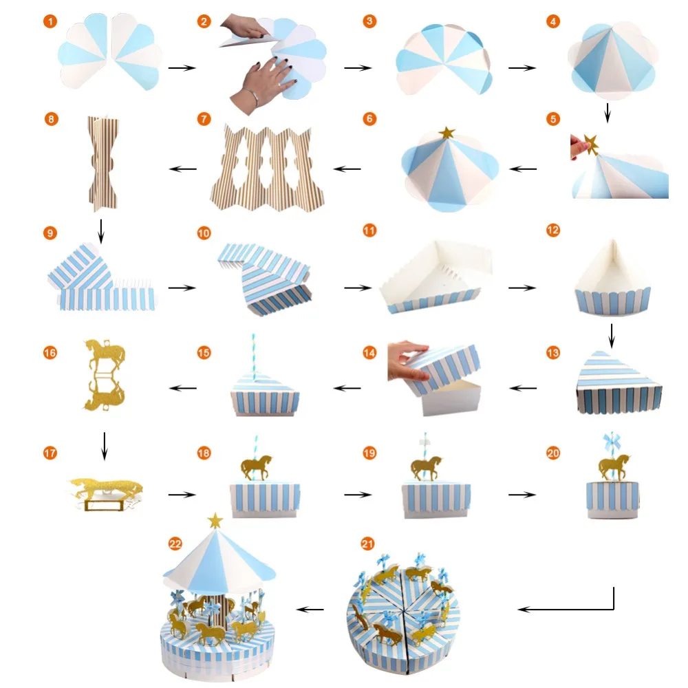 Теплая бумажная подарочная коробка для карусели, свадебные сувениры и подарки, вечерние коробки для конфет в виде единорога для вечеринки в честь рождения детей