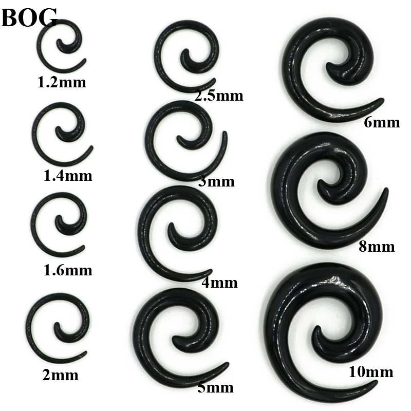 

22Pcs Body Jewelry Acrylic Spiral Ear Plugs Ear Tapre Stretcher Kit Twist Tunnel Expanders Starter Ear Piercing Black& White