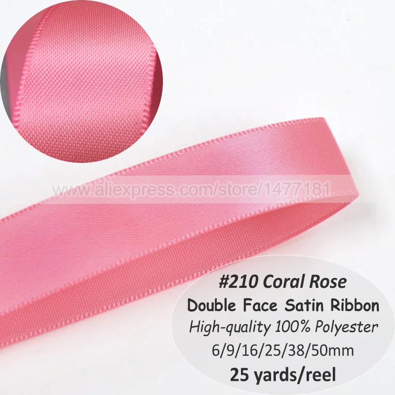 Full reel baby pink double sided satin ribbon 3 10 16  25mm crafts cards wedding 