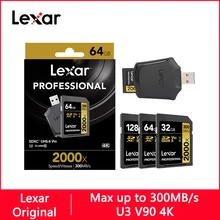 إكسر 2000X SD بطاقة 32 GB 128 GB 64 GB الدرجة 10 U3 V90 4 K بطاقة الذاكرة 32 64 128 gb 300 MB فلاش بطاقة SD الذاكرة للكاميرا SDXC SDHC