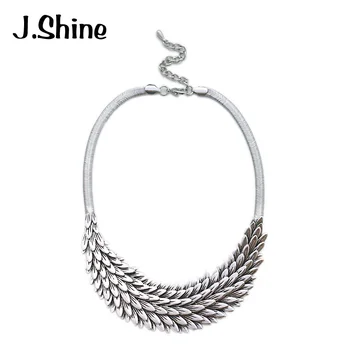 

New Punk Spike Feather Shape Fashion Statament Metal Collars Bib Wing Accessories Maxi Collar Necklace & Pendants Wholesale