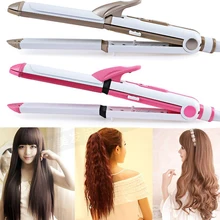 KeMei 3 In 1 Multifunctional Hair Curling Iron Ajustable Degree Hair Straightener Iron Corn Plate Heated Roller Hair Tool EU