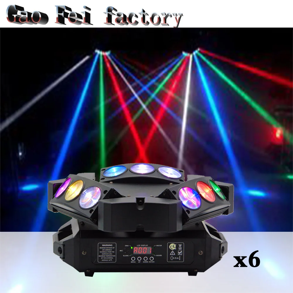 

6 pieces/lot high quanlity Spider RGBW Beam 9*10W led moving head 0-100% for dj light